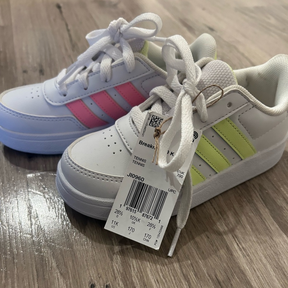 Adidas Kids White and Pink Sneakers size 11 NWT